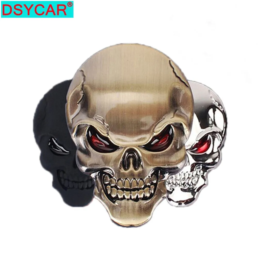 DSYCAR-pegatina de Metal de aleación de Zinc para coche, logotipo de motocicleta, insignia de emblema de Calavera, pegatinas de estilo de coche, 3D, moda, nuevo, 1 ud.