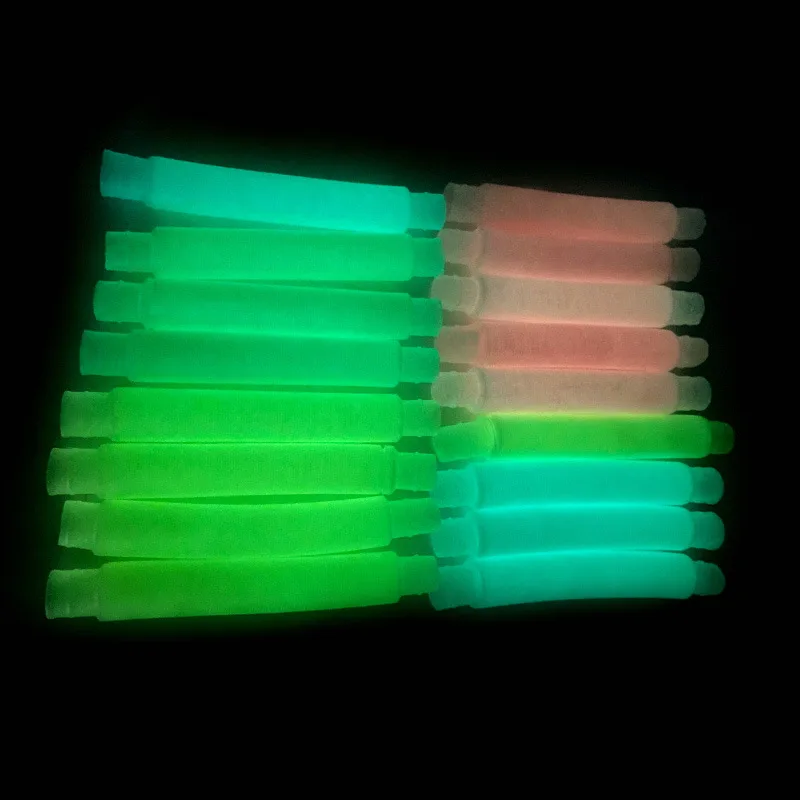 5PCS Set Stress Relief Pop Tubes Glue In Dark Luminous Squeeze Twist Kids Sensory Autism Tube Random Different Colors