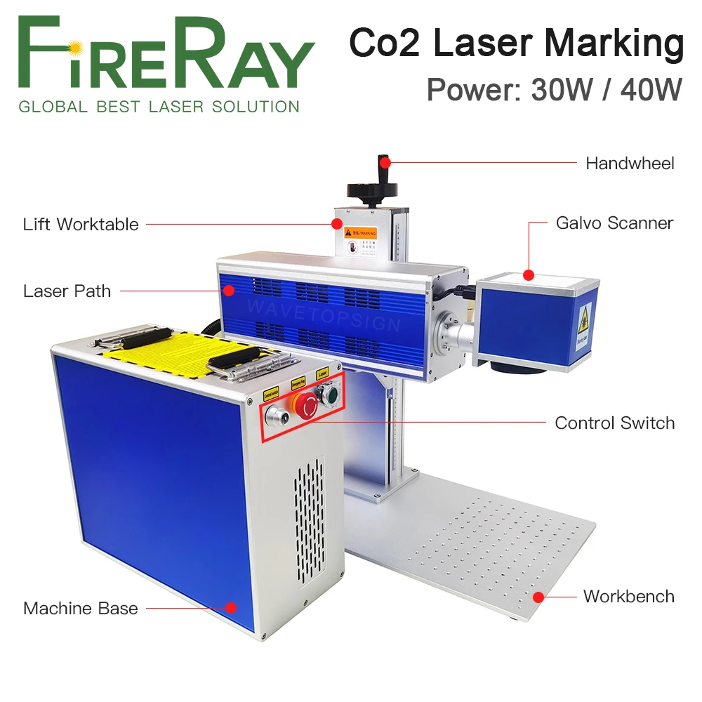 FireRay 30W 40W Co2 Laser Marking Machine 110*110mm Working Area RF Laser Source Co2 Laser Engraving Machine