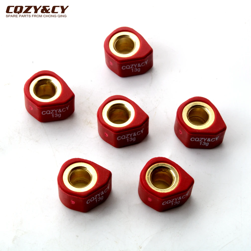 6PC Racing Roller Set Weight 18x14mm 9g 13g For Sym VS Attila Euro MX RV Joymax 125 180 GTS 125cc EVO 4-Stroke Engine Scooter
