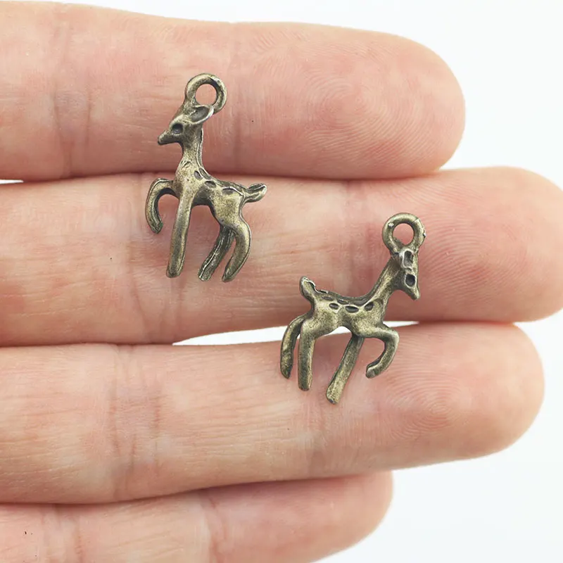 High Quality 20 Pieces/Lot 21mm*13mm Antique Bronze Plated Sika deer Charms