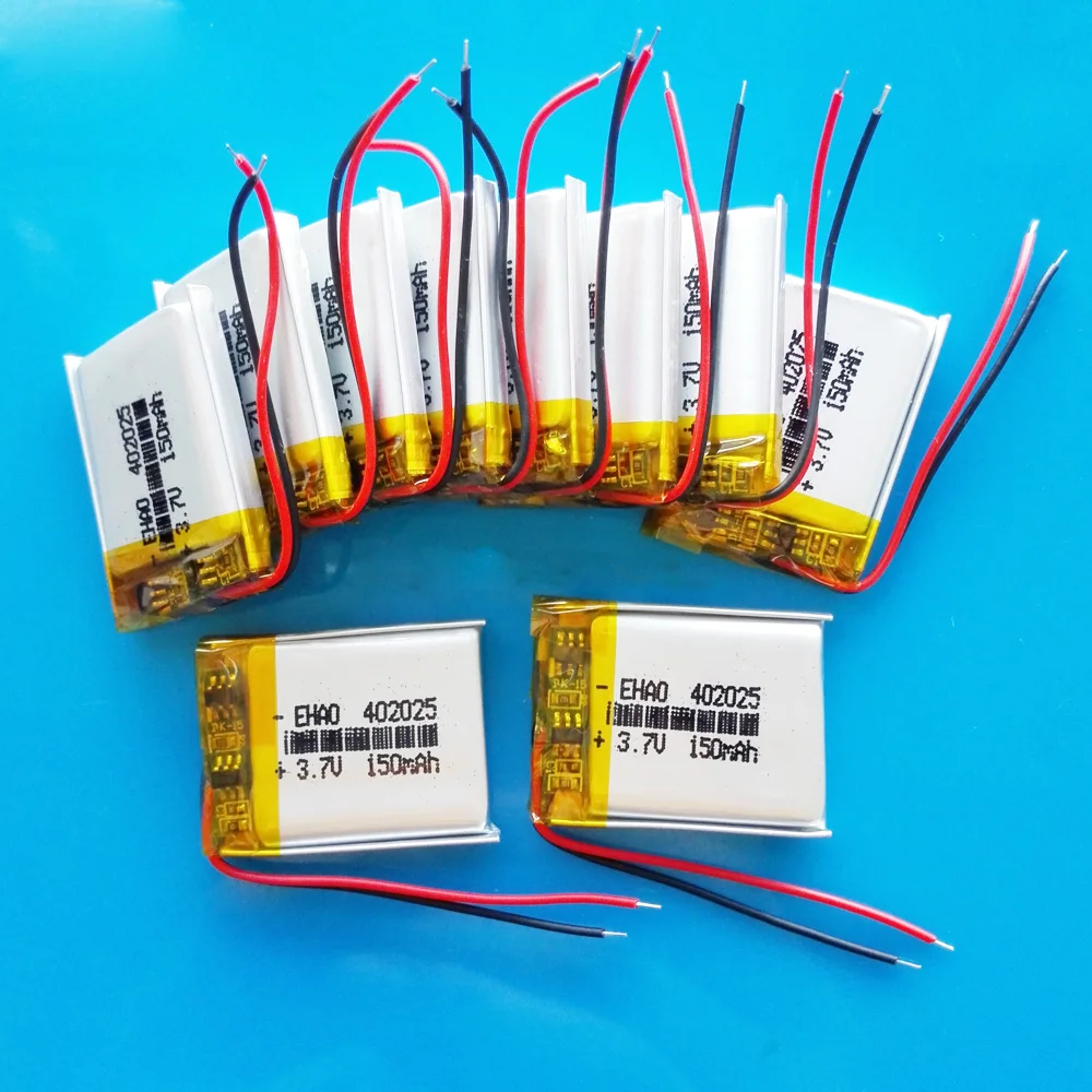 10x3.7v 150mAh polímero de lítio lipo bateria recarregável 402025 para Bluetooth Ployer P319 aigo E5808 MP3 MW1 fone de ouvido sem fio