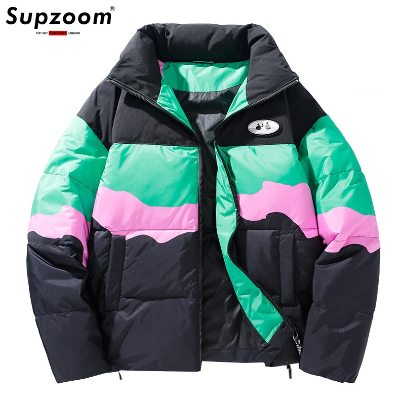 

Supzoom New Arrival Top Fashion 2021 Winter Stand Collar Warm Ins Trendy Loose Color Matching Down Jacket Men Patchwork Coat