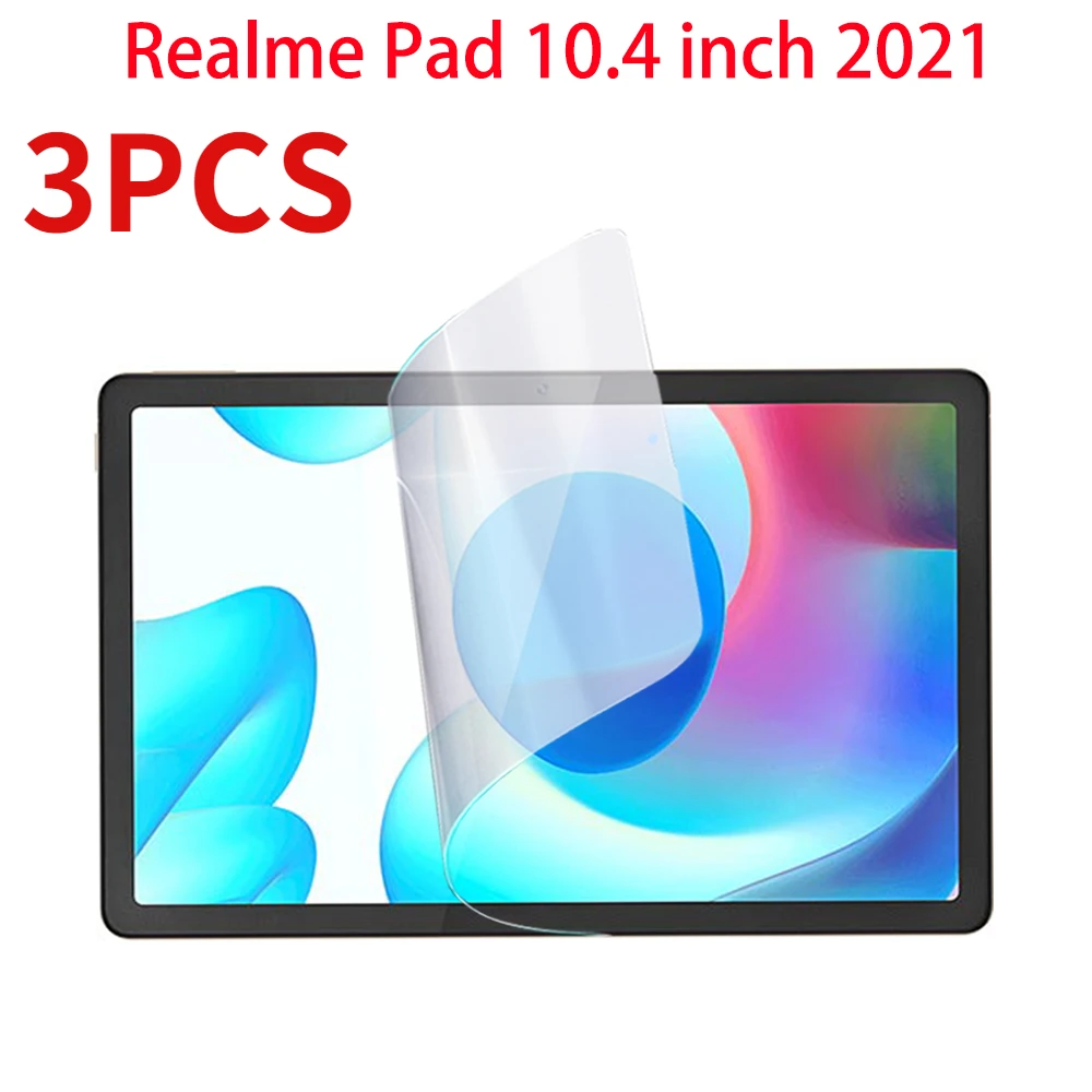 

3PCS PET Soft Film For Realme Pad RealmePad 10.4" 2021 Clear Anti Fingerprints Hydrogel Full Cover Soft Screen Protector Film