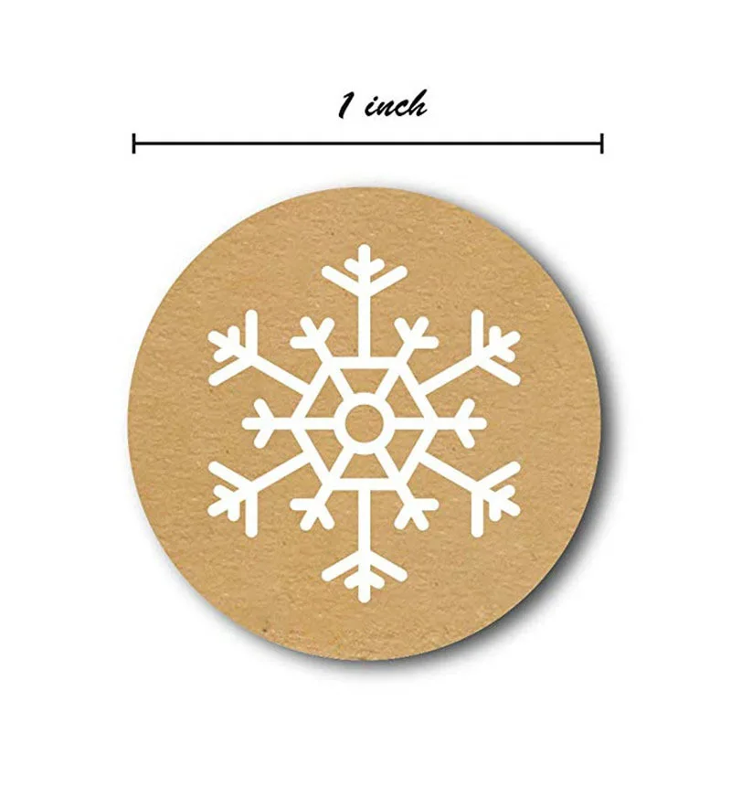 Round Kraft Christmas Stickers 6 Designs Labels Kraft Sticker Snowflakes Thanksgiving Sticker Envelope Printing Label Statio
