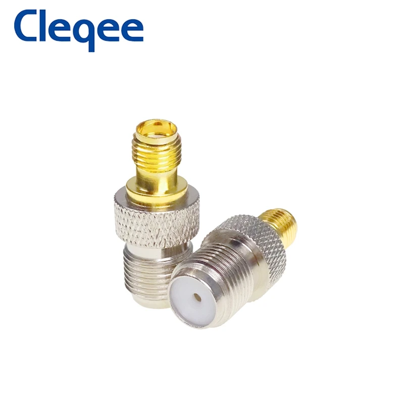 Cleqee 10 قطعة SMA أنثى إلى F نوع أنثى مستقيم RF محوري محول F موصل إلى SMA محول الذهب لهجة
