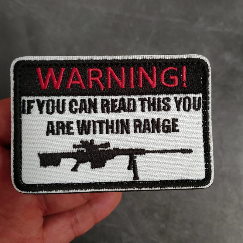 WARNING AWAY Embroidery Patches ALERT 99.99 Be Careful Tactical Military Badge For Clothes Jacket Backpack Stickers Decorative