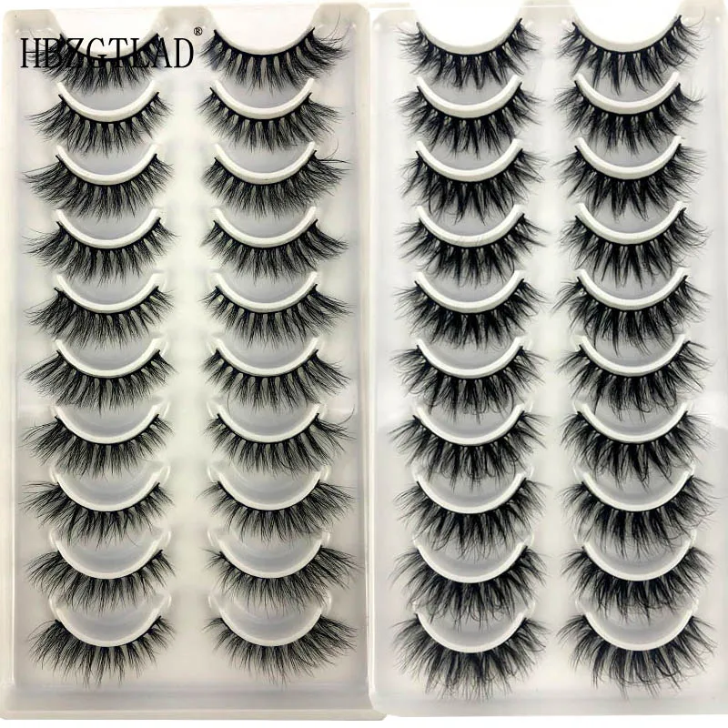 2021 NEW 10 Pairs 100% Real Mink Eyelashes 3D Natural False Eyelashes Mink Lashes Soft Eyelash Extension Makeup Kit Cilios