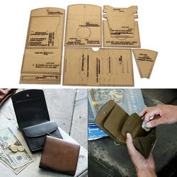 Leather Craft Personality Fashion Short Wallet Japanese Silver Clip Sewing Pattern DIY Kraft Paper Template 11*10cm