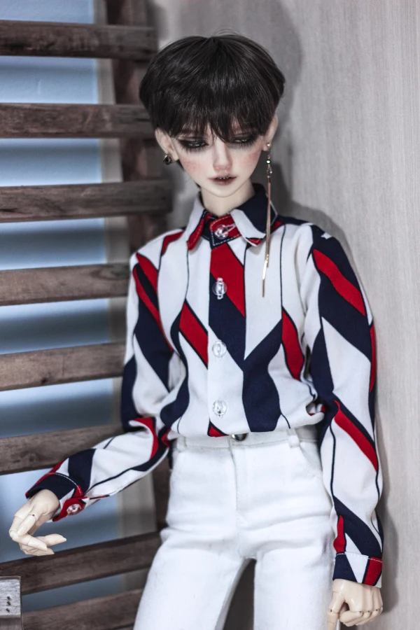 BJD doll clothing is suitable for 1/3 1/4 MSD Uncle size fashion versatile red white green satin shirt  accessories