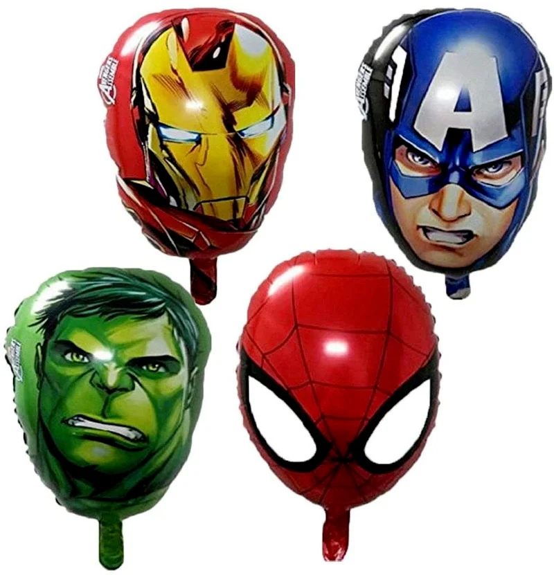 4pcs of Marvel Spiderman Iron Man Captain America Hulk Aluminum Foil Balloon Superhero Birthday Party Theme Children'Decoration