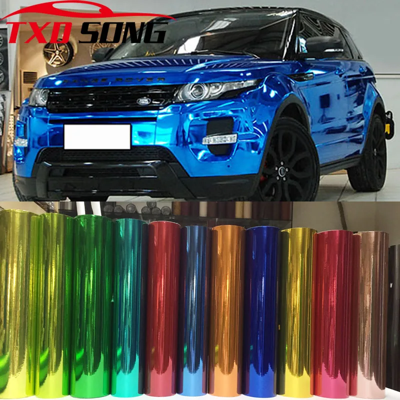 15 Colors car styling High stretchable Waterproof UV Protected Blue Chrome Mirror Vinyl Wrap Sheet Roll Film Car Sticker Decal