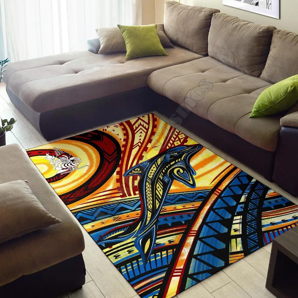 New Caledonia Area Rug Dolphin Surfing Anti-slip Rug Carpet Home Decoration Living Flannel Bedroom Non-slip Floor Rug