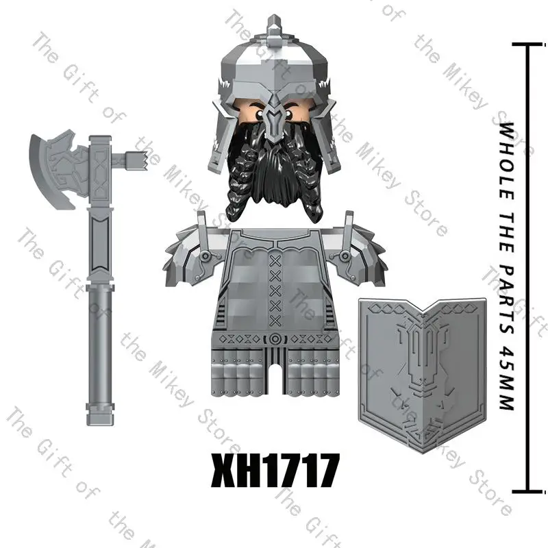 One Set Medieval Time Knight Dwarf Soldier Elves Figures Building Blocks Accessories Armor Shield Weapon Toys For Children X0314