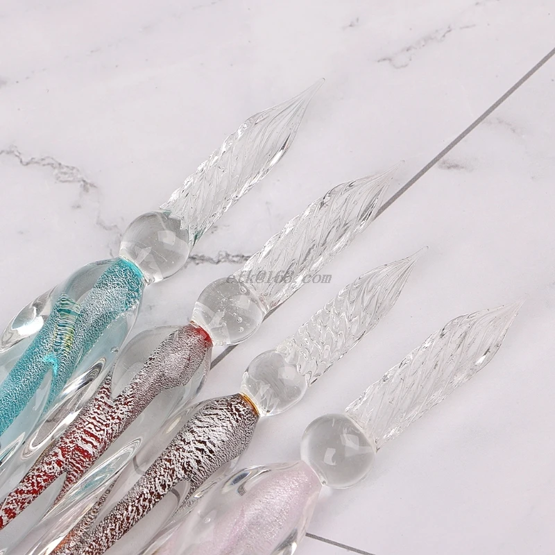 Crystal Glass Dip Pen Set Non-carbon Ink Fountain Signature Pen Writing Tools