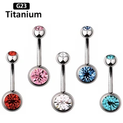 Whole G23 Titanium Premium Gem CZ Belly Button Rings Body Piercing Jewelry 14G ASTM f136 Titanium Navel Piercing Ring for Women