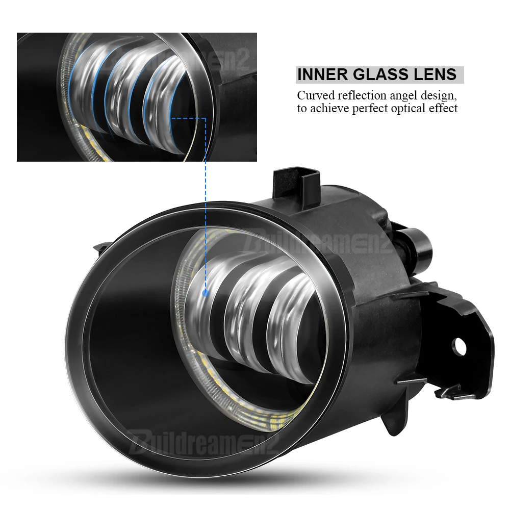 2 Pieces Car Angel Eye Fog Light 30W LED Lens DRL Fog Driving Lamp For Nissan Qashqai Teana Rogue Juke Micra Sunny Sentra NV400