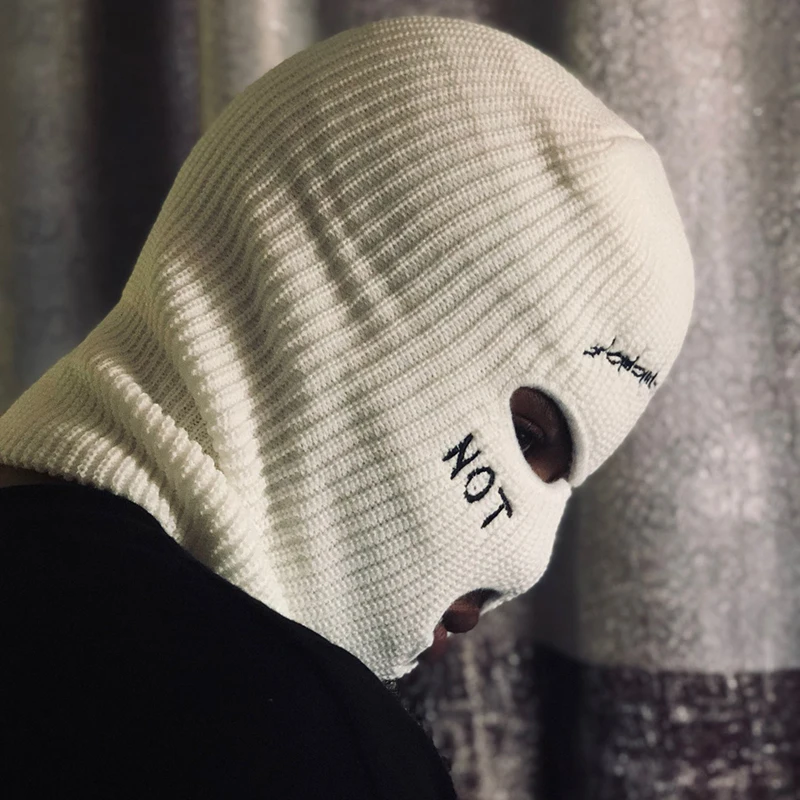 NOT NICE Embroidery Three-hole Balaclava CS Knit Hat Army Tactical  Winter Ski Riding Mask Beanie Prom Party Mask Warm Mask