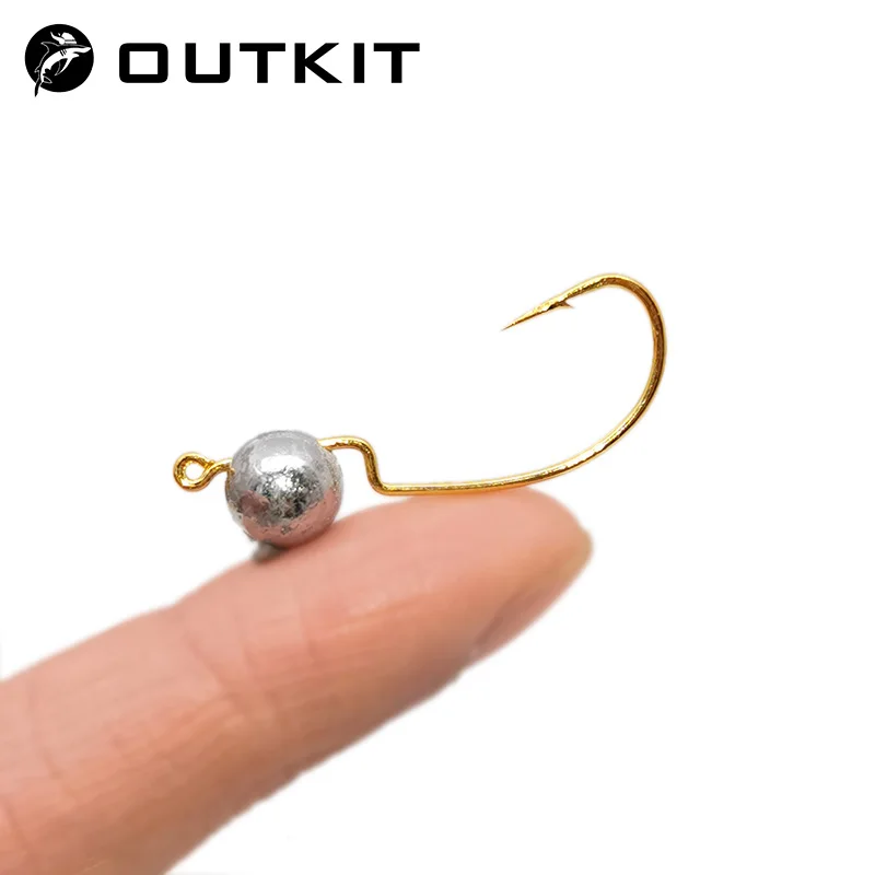 OUTKIT Jig Mini Head Hook 1g/2g/3g 10pcs/Lot Rockfishing Hook Lure Jig Grank Hook Soft Worm Fishing Tackle Accessories