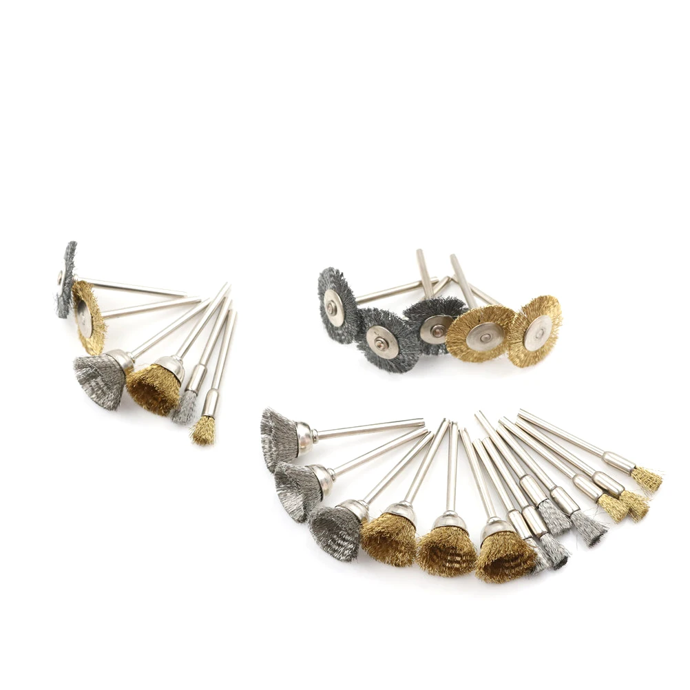 24 Chiếc Đồng Bàn Chải Dây Thép Bánh Xe Bàn Chải Máy Khoan Xoay Dụng Cụ Đánh Bóng Dremel Dụng Cụ Quay Kim Loại Tẩy Gỉ Sét Bộ Bàn Chải