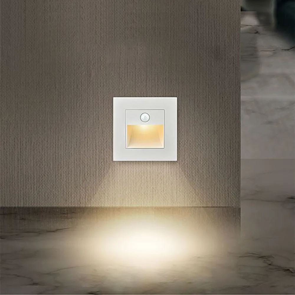 

LED Motion Sensor Night Light PIR Induction Recessed In Wall Lamp Indoor Lighting Home Decor Corridor Stairs 220V 110V 3000K