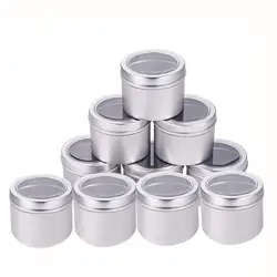 10/20pcs Metal Tin Jars with Transparent Clear Window Lid Chocolate Candy Cake Storage Box Makeup Cosmetic Organizer Round Can