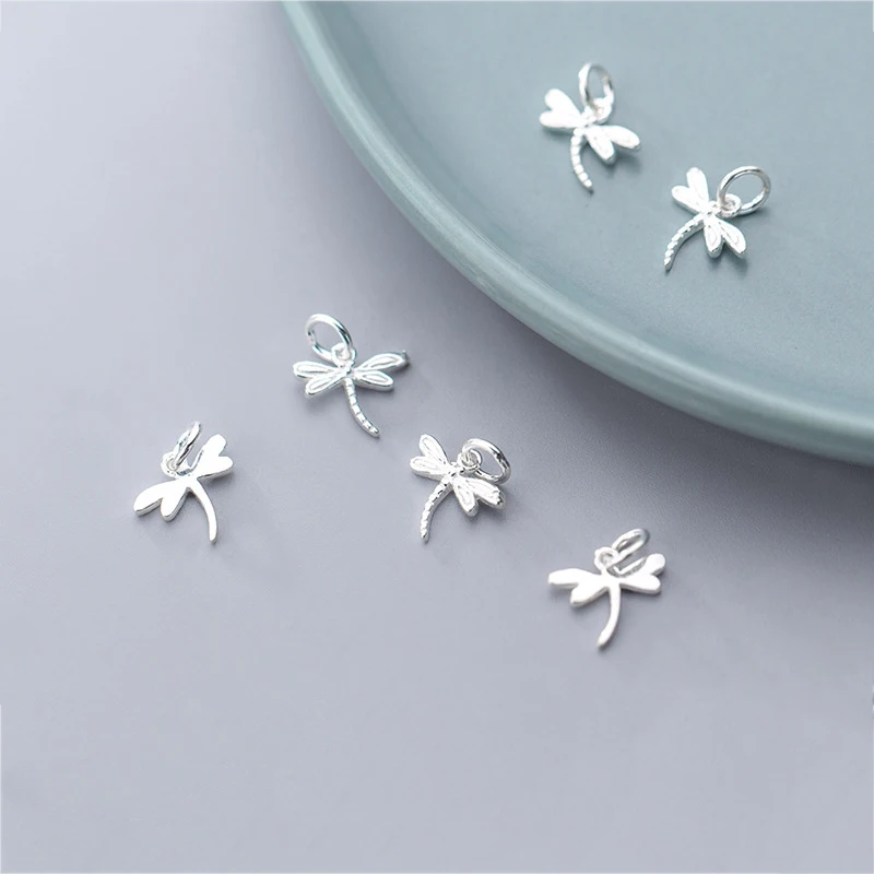 MEETSOFT Trendy 925 Sterling Silver dragonfly insect DIY Necklace Making Finding Handmade Chic Charms Jewelry Accessories