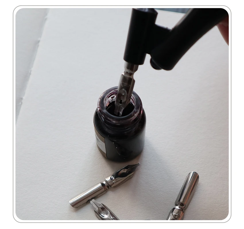 Neue Ankunft Dip Stift Manga Kalligraphie Dip Stift Halter + 6 Schreibfedern für Schriftzug Skizzieren Zeichnung Kit Brunnen Stift Schreibwaren liefert – Detail 7