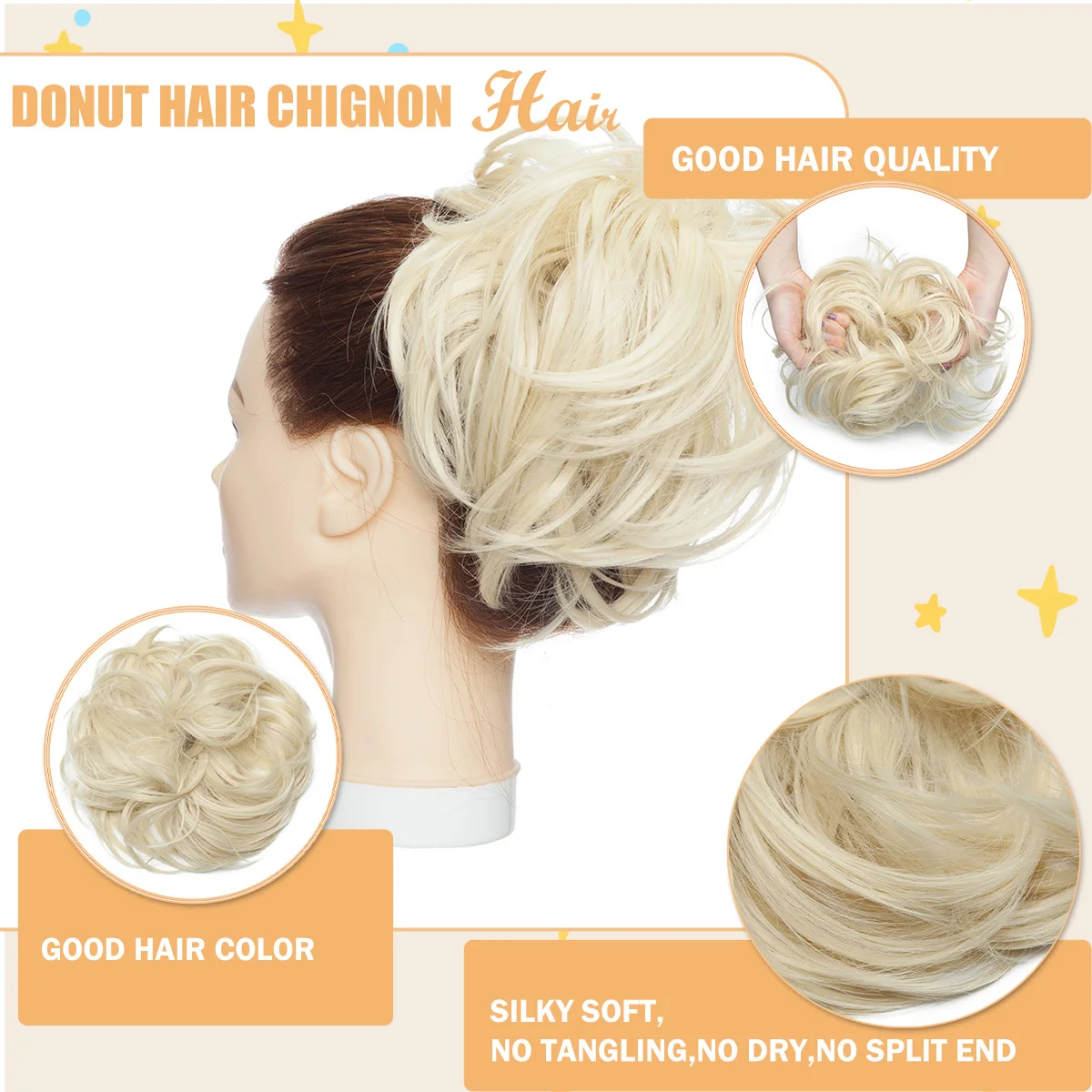 HAIRRO 80g Straight Donut Chignon Hairpieces Synthetic Ombre Elastic Updo Chignon Fluffy Messy Scrunchies Hair Bun For Women image 2