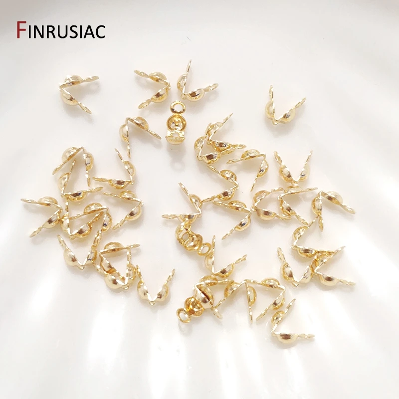 Wholesale 3.2mm/3.6mm/4mm 14K Gold-Plated / Silver Double-Cup Bead Tips For DIY Jewelry Making Component Calotte Crimp Beads