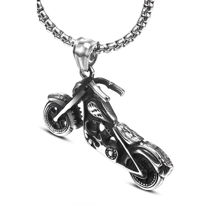 Retro Gothic Punk Motorcycle Design Pendant Necklace For Men  Jewelry Accessories Party Gift Fashion Men Necklace