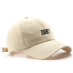 Embroidered Baseball Caps with Numbers Casual Fitted Hats for Men Women Beige Blue Black Khaki