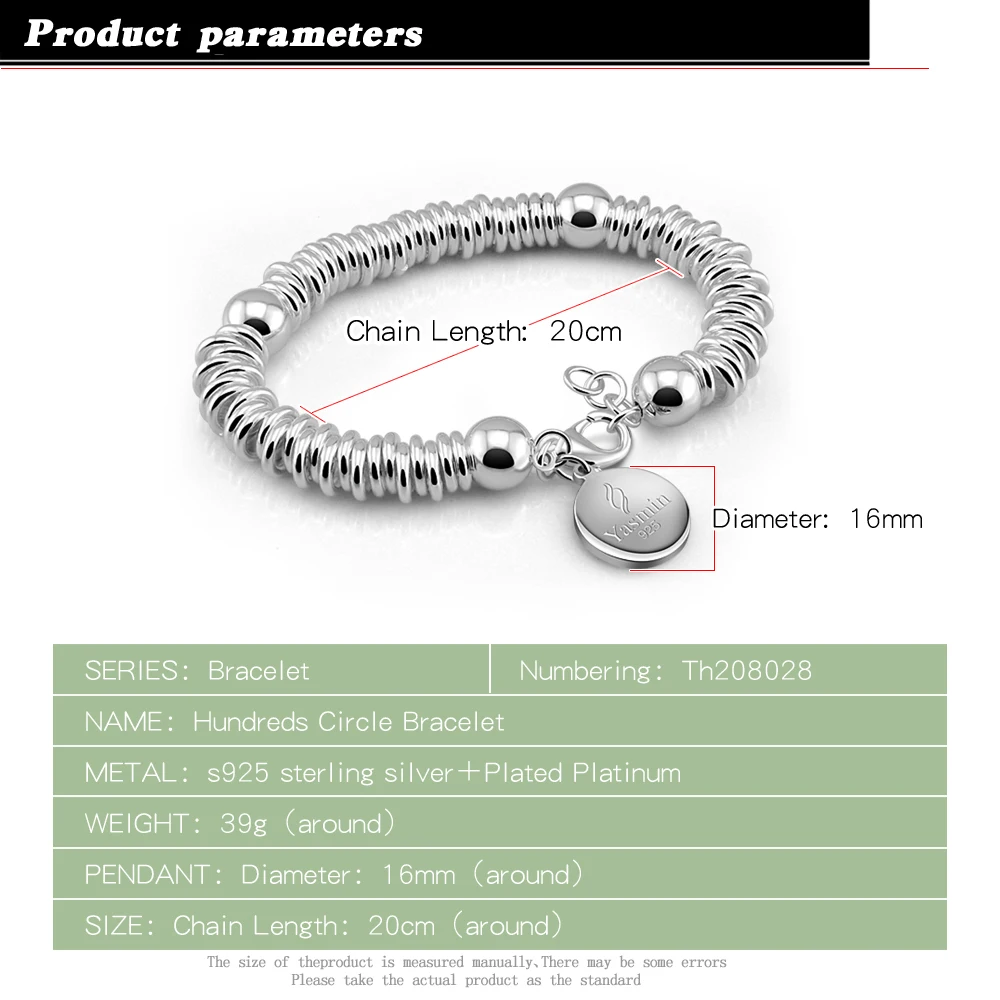 925 Sterling Silver Beautiful Round Bracelets For Women Korean Fashion Designer Bracelet High quality Hand Luxury Jewelry