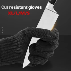 Black Level 5 Anti Cut Gloves Steel Wire Metal Mesh Safety Protection Gloves Kitchen Butcher Working Gloves Cut Fish Meat Garden