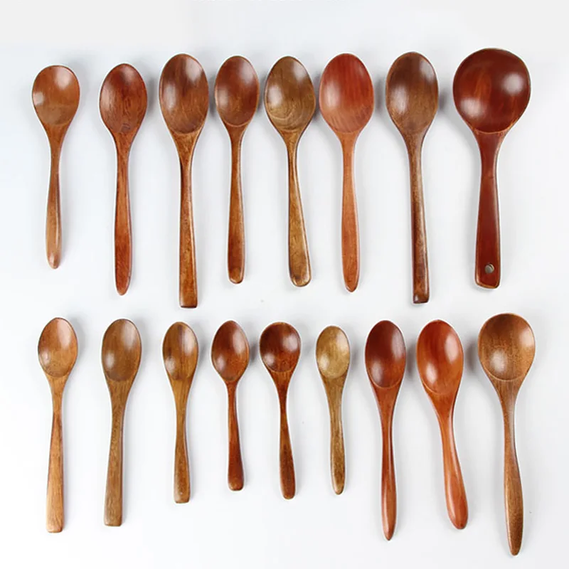 1PC Wooden Spoon Kitchen Cooking Utensils Tool Honey Milk Tableware Long Handle Teaspoon Soup Spoon Wooden Spoon