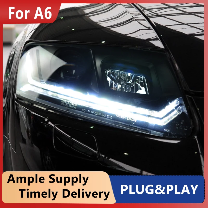 

Передняя фара для A6 светодиодный ные фары 2005-2012, фары A6 DRL, сигнал поворота, фары дальнего света, объектив проектора Angel Eye