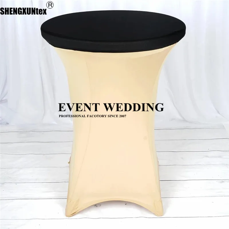 5pcs White Black Spandex Cocktail Table Top Stretch Cover Table Cloth For Wedding Event Decoration