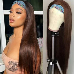 Headband Wig Human Hair Glueless Straight Human Hair Wigs For Women Ombre Brazilian Scarf Wig 180% Remy Hair Colored Wig