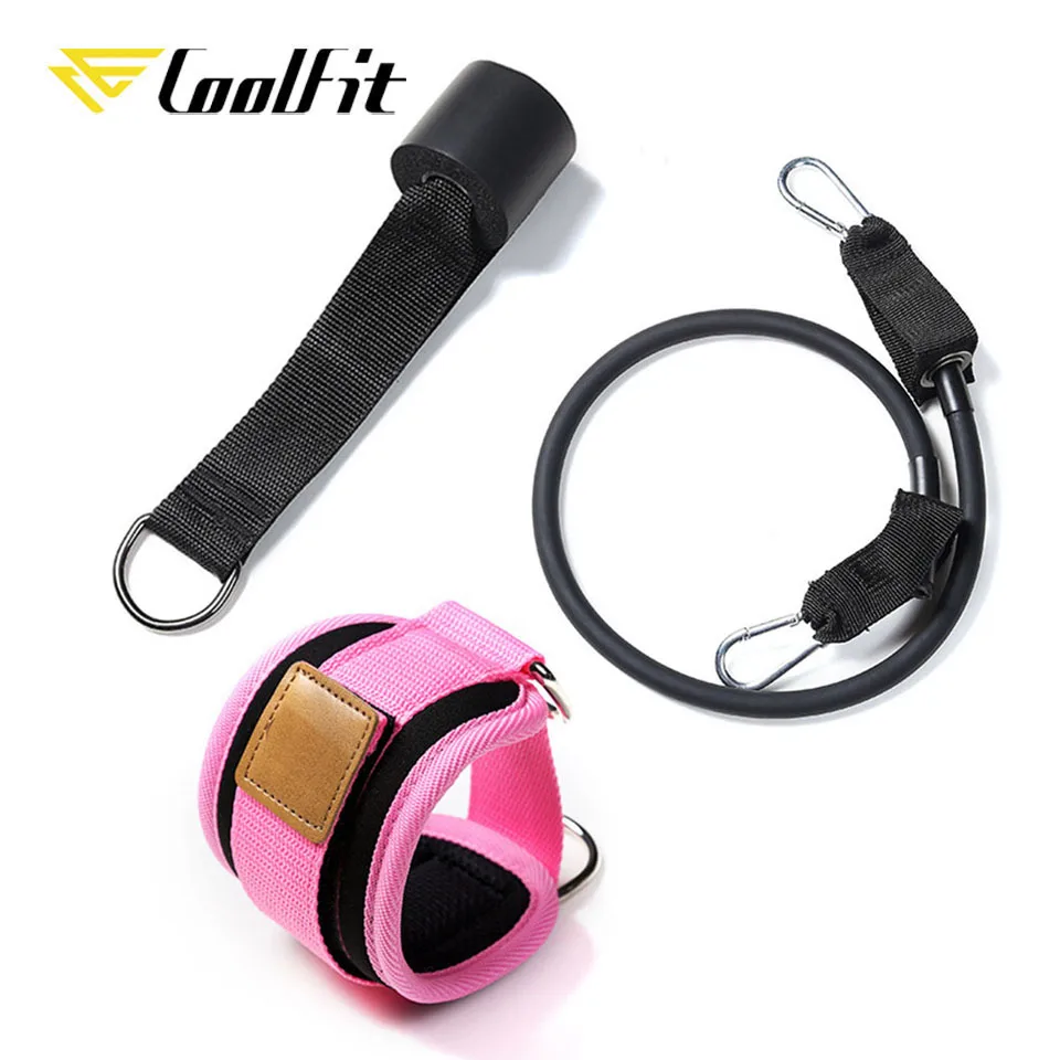 CoolFit Resistance Bands with Ankle Straps Cuff with Cable for Attachment Booty Butt Thigh Legs Pulley Strap Lifting Fitness