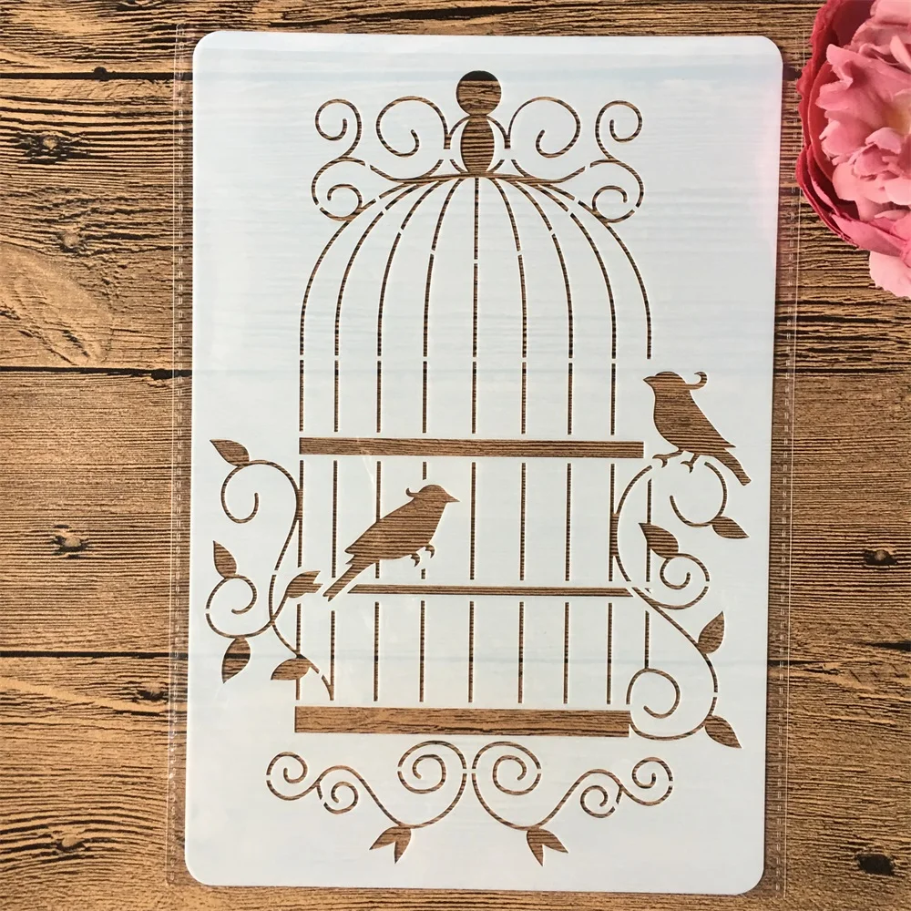 26cm Bird Cage DIY Layering Stencils Wall Painting Scrapbook Coloring Embossing Album Decorative Template