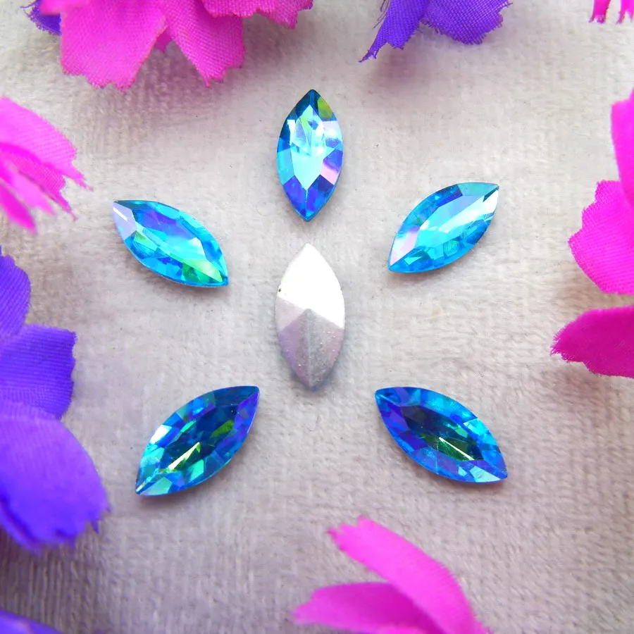 AB Farben 8 Größen Navette Pferdeaugen-Markise Form Glas-Klebekristalle Strass-Ornamente Zubehör DIY-Verzierung – Detail 9