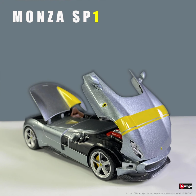 Bburago-Ferrari Monza SP1, vehículo de lujo de aleación negra, coches fundidos a presión, escala 1:24, colección de juguetes, regalo, nuevo