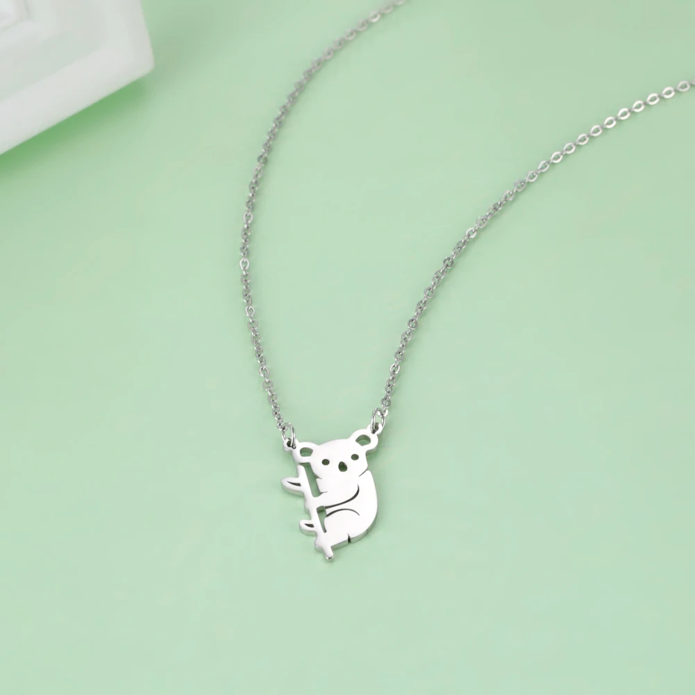 Cazador Australian Animal Cute Koala Bear Pendant Necklaces for Women Stainless Steel Jewelry Collar Necklace Friends Gift Sales