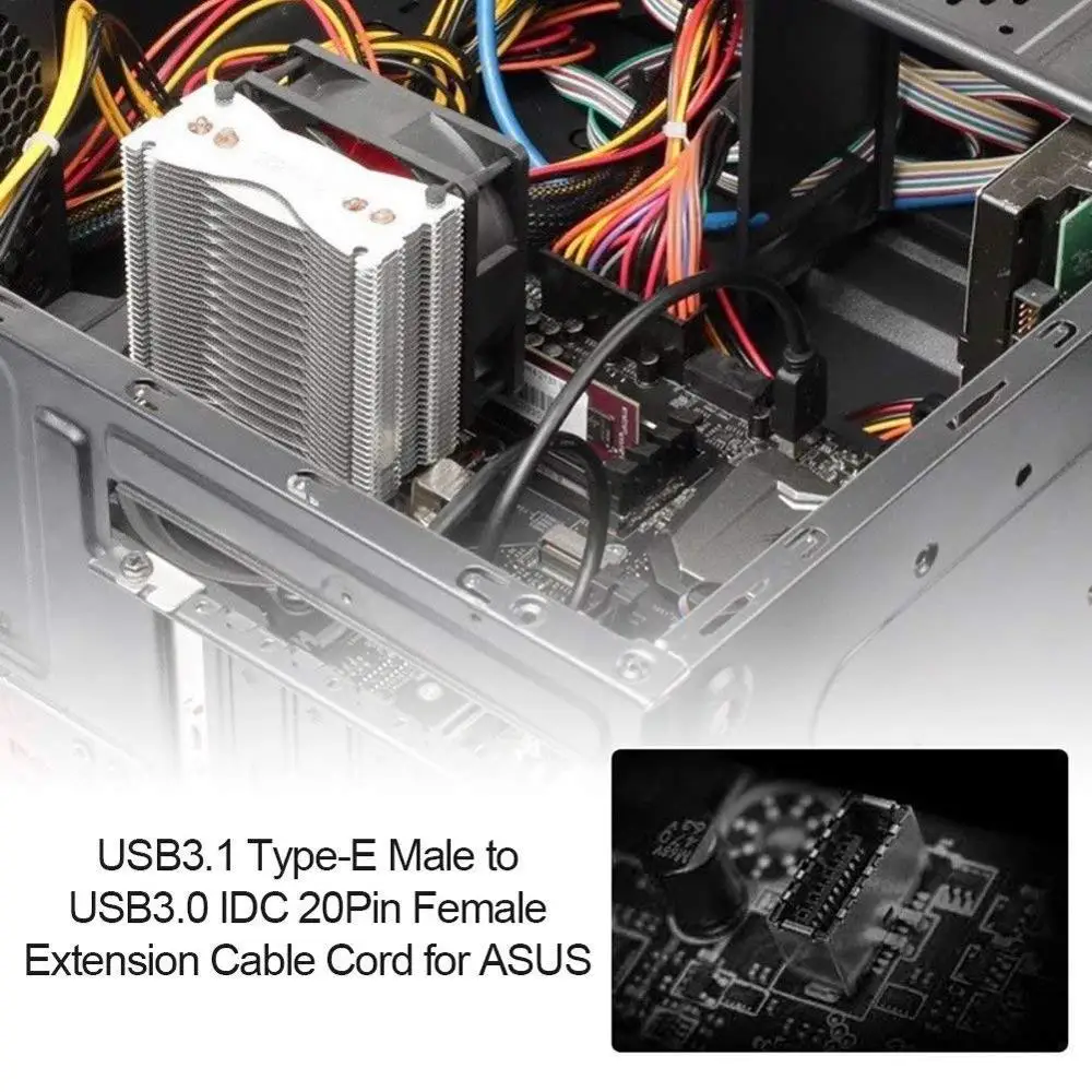 Cable de extensión USB 3,1 tipo E macho a USB 3,0 IDC 20Pin hembra, convertidor para adaptador ASUS
