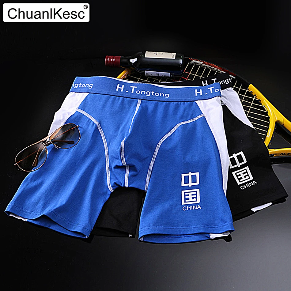 Men's Long Leg Shorts %95 Cotton Boxer Anti-wear Leg Fitness Shorts Breathable Track and Field Boxers