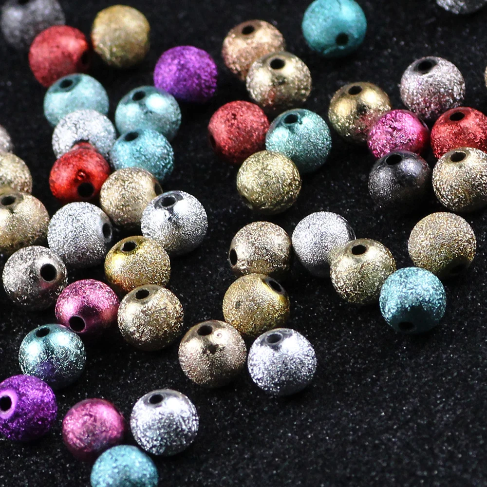 RBFHYER Mixed Stardust Acrylic Foil beads round ball Loose beads for Jewelry making Charm bracelets DIY4/6/8/10/12/14/16/18/20MM