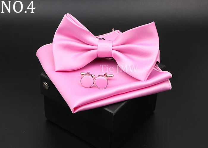 Herren Klassische Helle Farbe Bowtie Set Grün Rosa Blau Rot Fliege Manschettenknöpfe Hochzeit Krawatten Taschentuch Party Geschenk Krawatte Hemd zubehör – Detail 4
