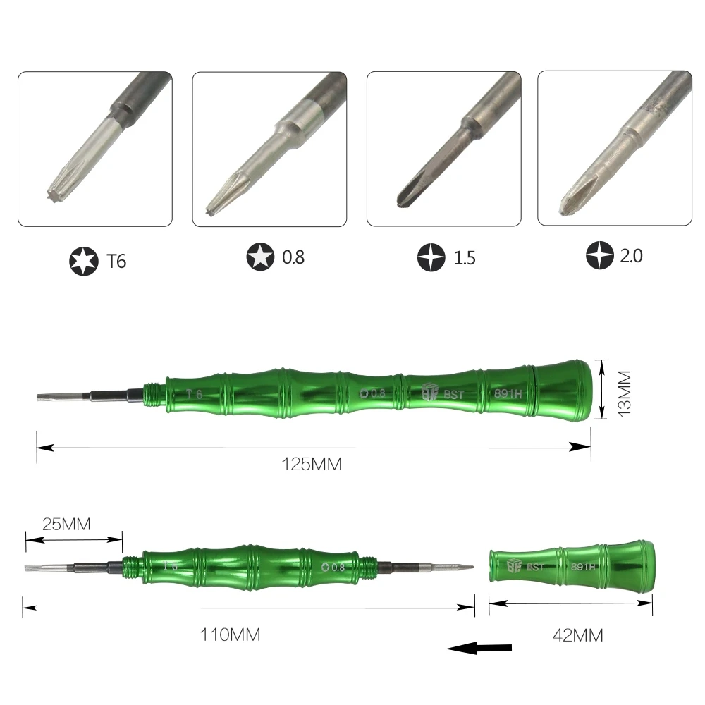 ชุดไขควงไฟฟ้าหัว PH00ไฟฟ้ามีความแม่นยำ1ชิ้น, ไขควงหัวคู่ PH000 T6 0.8