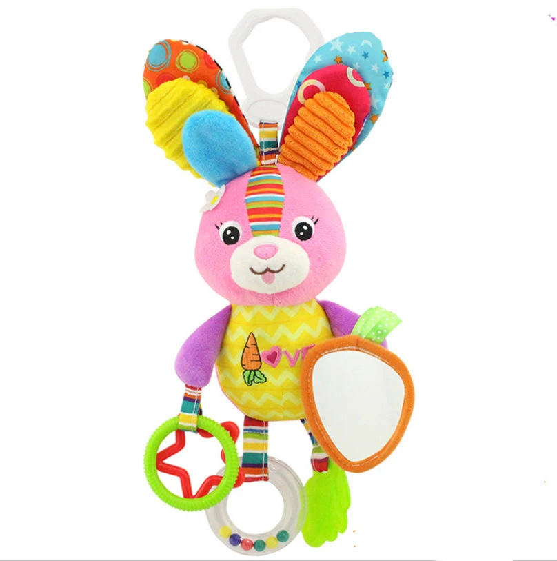 Newborn Infant Toddler Kids Baby Boys Girls Toy Cute Cartoon Animal Doll Stroller Pendant Crib Pram Hanging Musical Rattles Toy