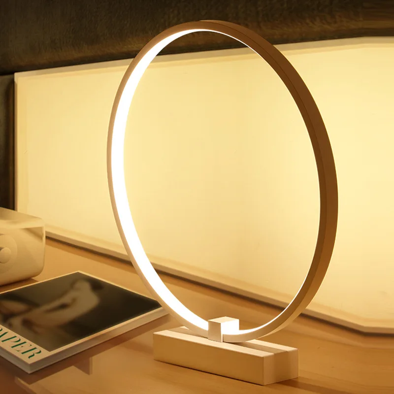 

Modern Ring Round Table Lamps for Living Room Bedroom Desk Lamp Bedside Stand Light Fixtures Reading Home Lighting Art Decor